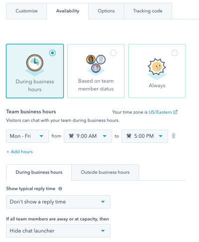 Set Chat Availability During Business Hours